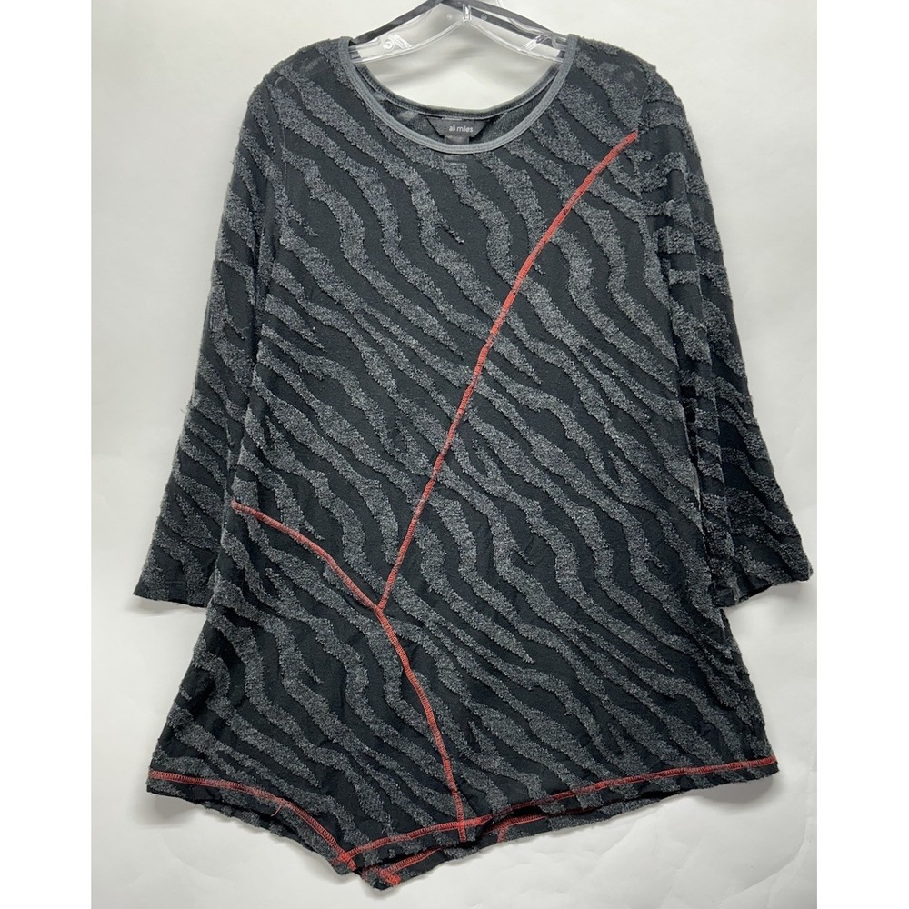 Ali Miles Womens Size L Black 3/4 Sleeve Embellished Blouse Top (L2)